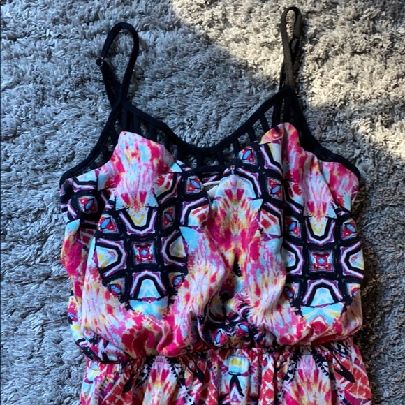 Colorful Patterned Maxi Dress with Detail Top - Picture 3 of 6